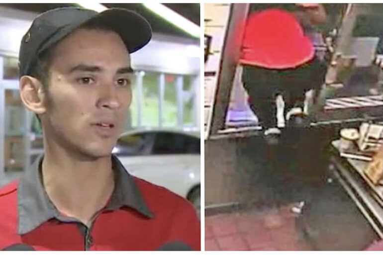 “Her kids were screaming” – McDonald’s employee jumps through window to save police officer