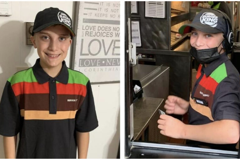 Proud dad angers people online after posting photos of his 14-year-old working at Burger King