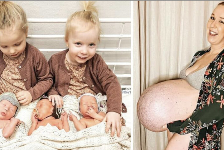 Mom gives births to precious triplets after having twins