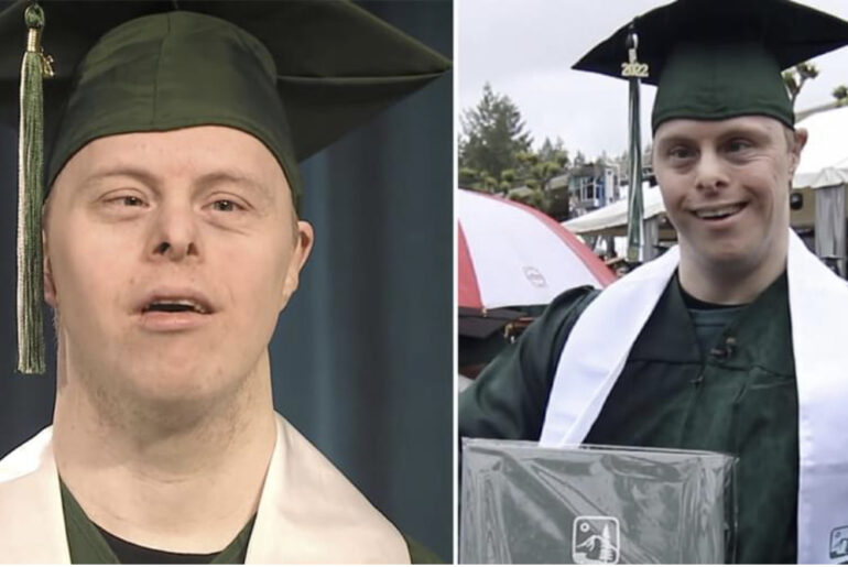 Student with Down Syndrome makes history by being first to graduate from his college with the condition