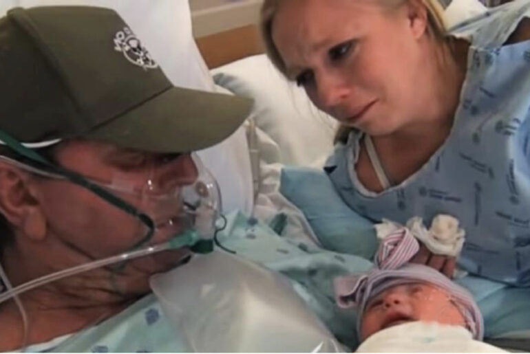 Brave mom delivers baby girl two weeks early so her dying husband can hold his daughter