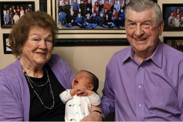 Husband and wife married for 59 years welcome their 100th grandchild