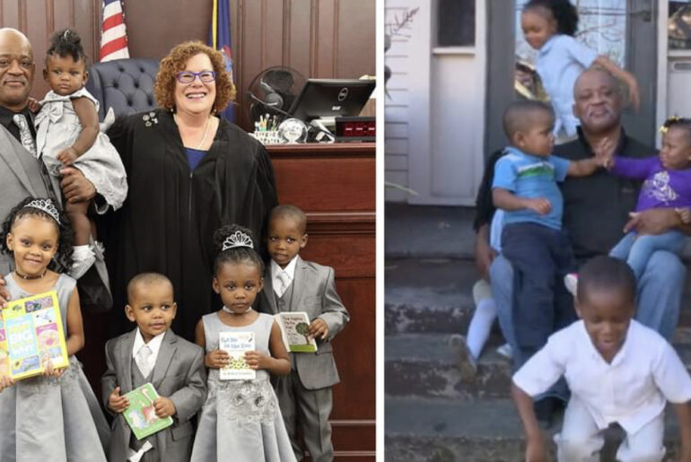 Five siblings who were facing separation celebrate Thanksgiving with the man who adopted them all