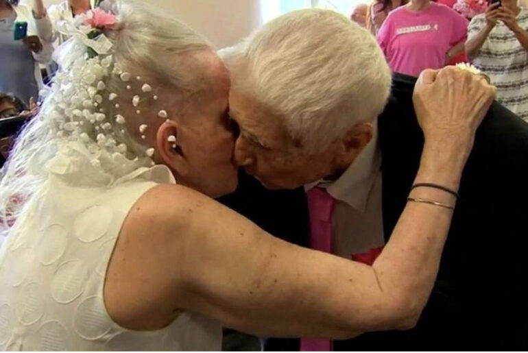 Devoted Couple Renews Their Wedding Vows After 75 Years Of Marriage.