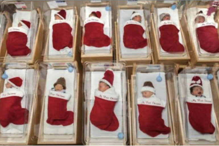 Hospital sends newborns home in handmade Christmas stockings during the holidays, and have for 50 years