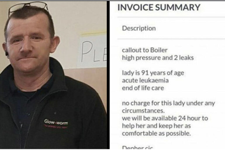 Plumber refuses to take money from terminally cancer-sick 91-year-old