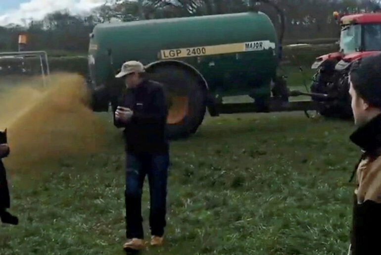 Farmer Spr ays Oscar-Winning Actress And Other Pro testors With Manure When They Refuse To Leave