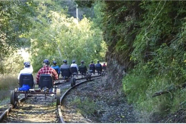 People can now pedal through the Redwood Forest thanks to electric railbike