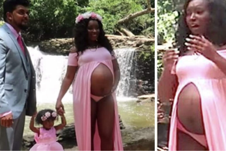 Mom poses for camera with giant belly – then photographer tells her to turn around
