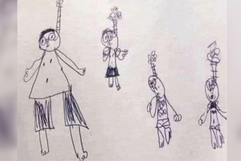 Child draws ‘family picture’ – teacher immediately calls emergency meeting when she sees what he has made