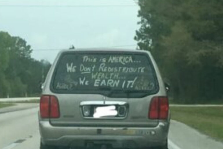 ‘Controversial’ Message Seen On Back Of SUV Sparks Online Debate