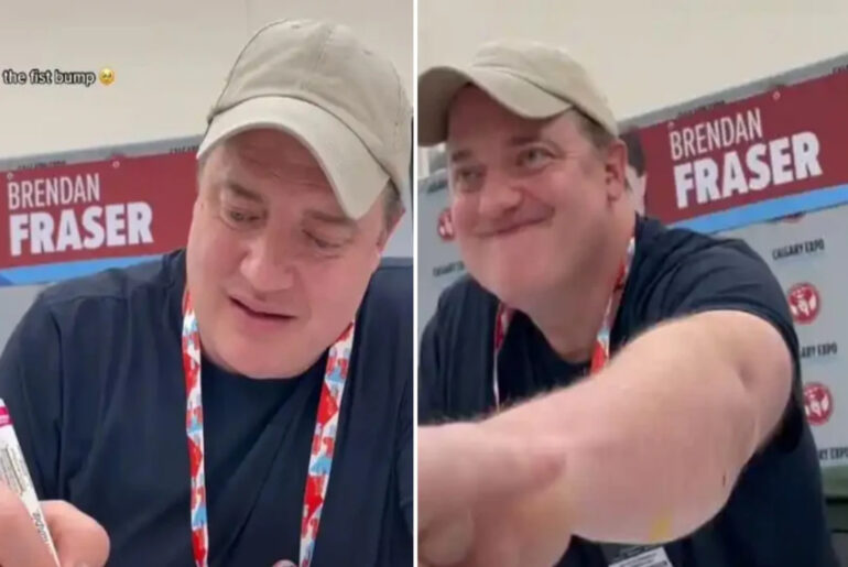 Fan makes Brendan Fraser emotional after telling him she made her childhood awesome